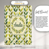 Fresh Green Yellow Leaf Botanical Nature Pattern Seamless Custom  Personalised Custom Name Super Soft Fleece Blanket Bed Sofa Throw