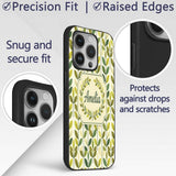 Fresh Green Yellow Leaf Botanical Nature Pattern Custom Name Protective Phone Case Mobile Cover Durable Everyday Smartphone Shock Resistant
