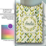 Fresh Green Yellow Leaf Botanical Nature Pattern Seamless Custom  Personalised Custom Name Super Soft Fleece Blanket Bed Sofa Throw