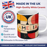 Personalized Custom Name Circle Grid Geometric Abstract Pattern Seamless Name Cute Unique 11oz Ceramic Coffee Tea Mug White Large Handle