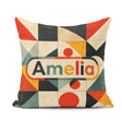 Custom Name Mid Century Triangle Geometric Abstract Pattern Name Square Filled Cushion Throw Pillow Sofa Bed Home Decor Zip Washable UK Made