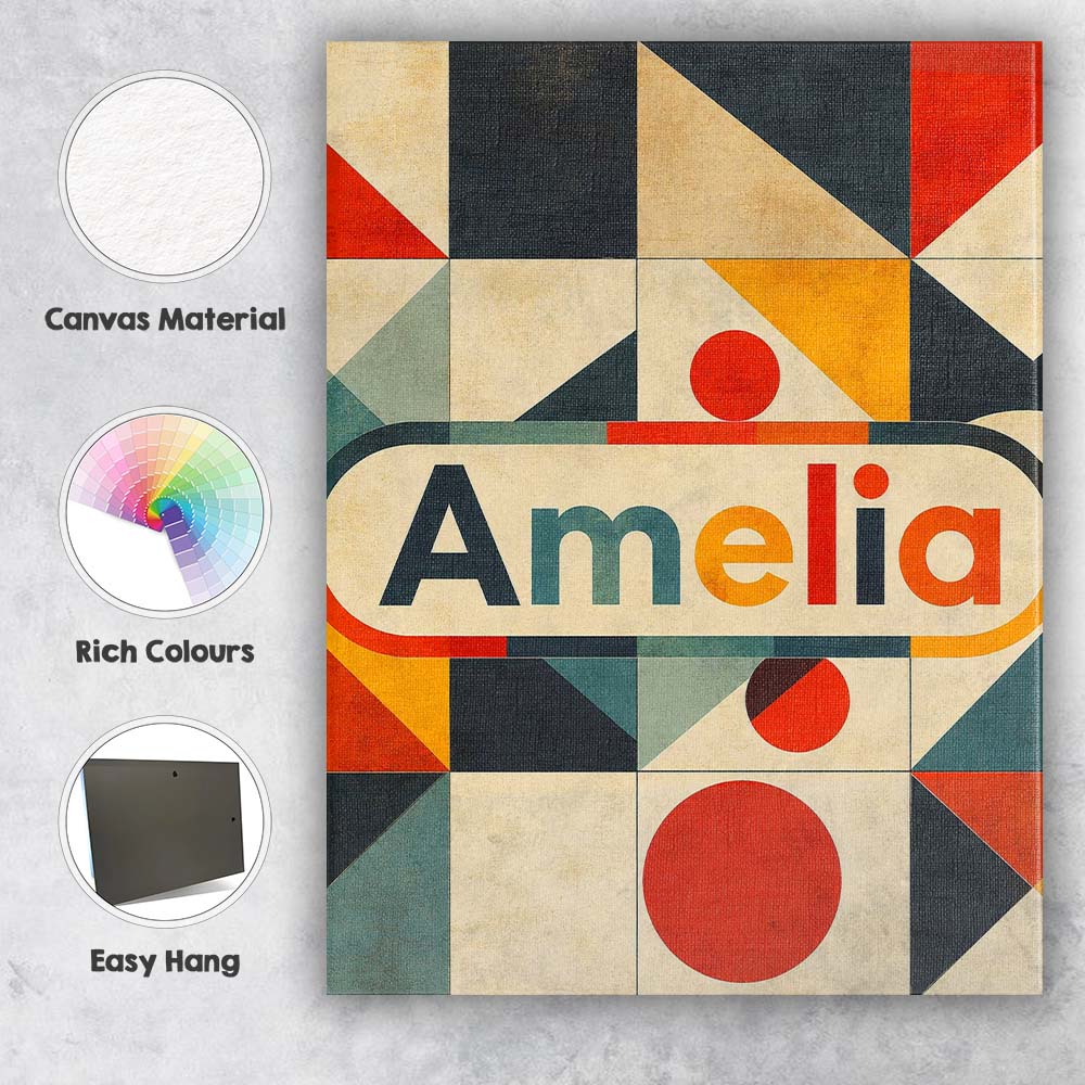 Personalised Name Mid Century Triangle Custom  Modern Room Accent Elegant Feature Canvas Wall Art Print Decor Picture Ready to Hang