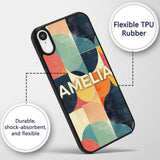 Modern Abstract Geometric Blocks Color Texture Custom Name Protective Phone Case Mobile Cover Durable Everyday Smartphone Shock Resistant