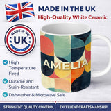 Personalized Custom Name Modern Abstract Geometric Blocks Color Texture Pattern Seamless 11oz Ceramic Coffee Tea Mug White Large Handle