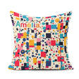 Custom Name Playful Colorful Geometric Dots and Squares Abstract Square Filled Cushion Throw Pillow Sofa Bed Home Decor Zip Washable UK Made
