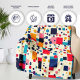 Playful Colorful Geometric Dots and Squares Abstract Pattern  Personalised Custom Name Super Soft Fleece Blanket Bed Sofa Throw