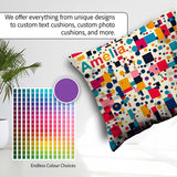 Custom Name Playful Colorful Geometric Dots and Squares Abstract Square Filled Cushion Throw Pillow Sofa Bed Home Decor Zip Washable UK Made