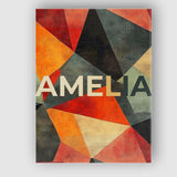 Personalised Name Hexagon Mosaic Colorful Custom  Unique Gift Idea Elegant Feature Canvas Wall Art Print Decor Picture Ready to Hang