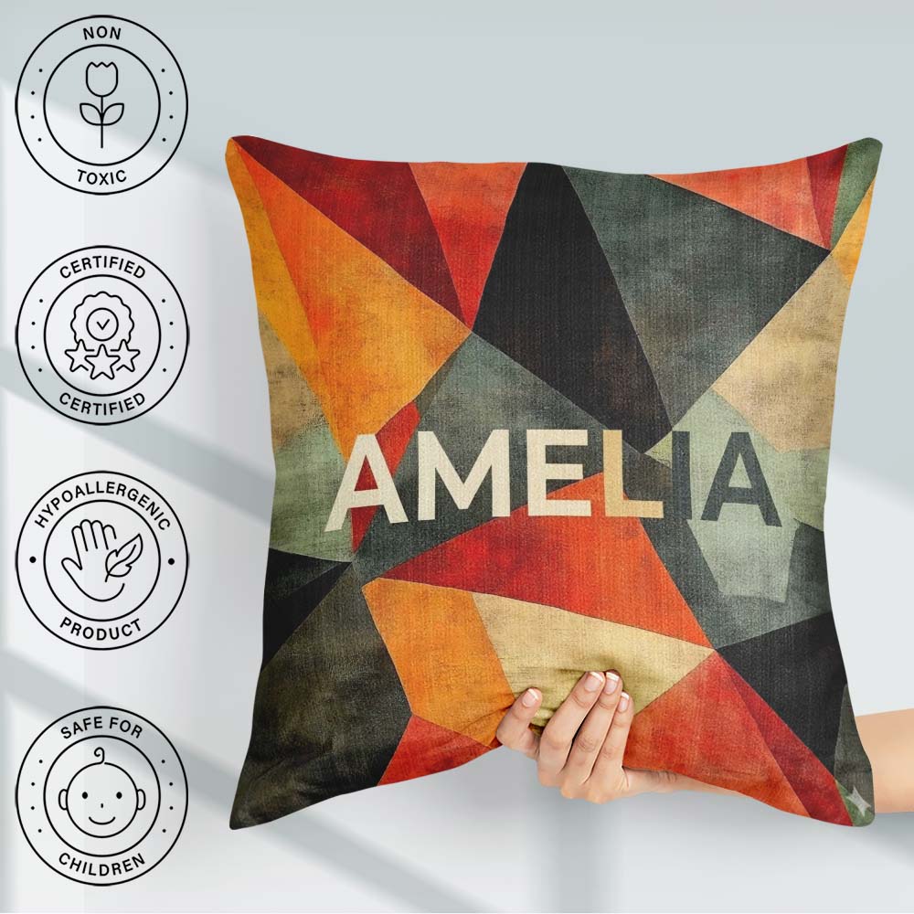 Custom Name Hexagon Mosaic Colorful Geometric Seamless Name Cute Square Filled Cushion Throw Pillow Sofa Bed Home Decor Zip Washable UK Made
