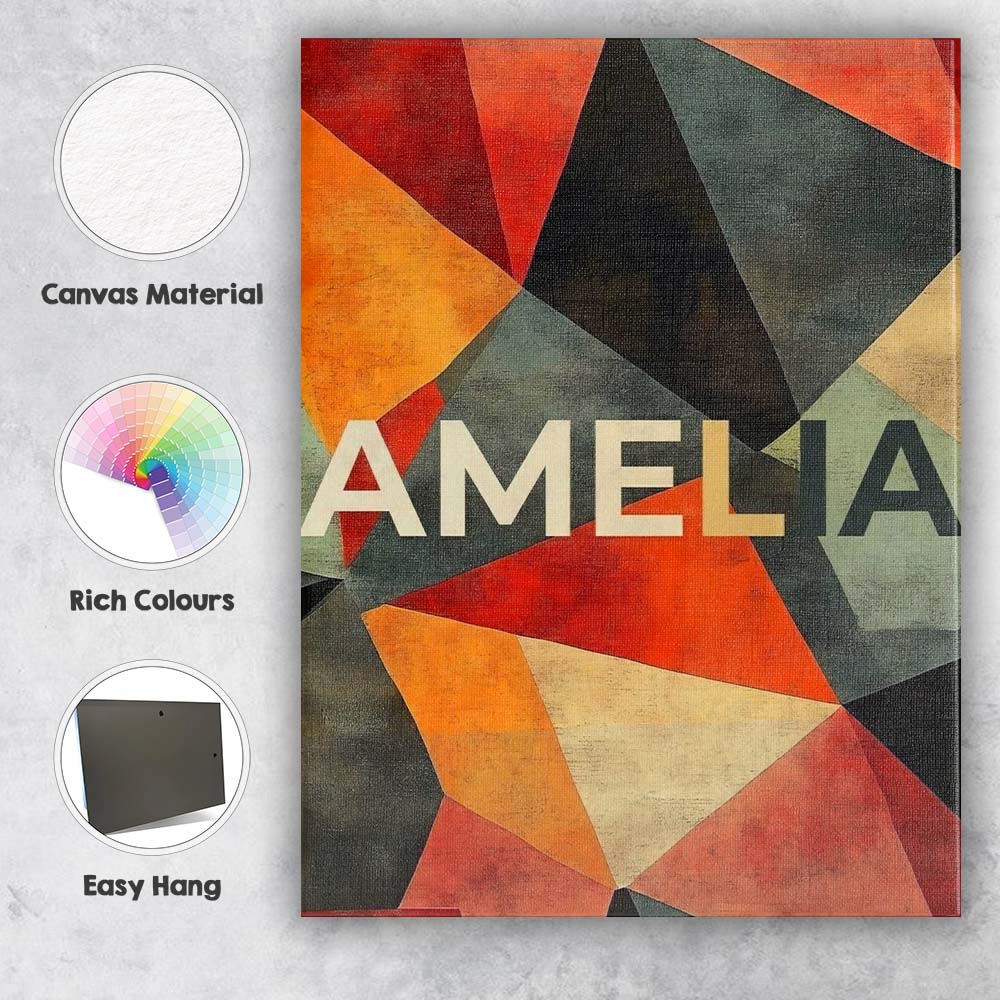 Personalised Name Hexagon Mosaic Colorful Custom  Unique Gift Idea Elegant Feature Canvas Wall Art Print Decor Picture Ready to Hang