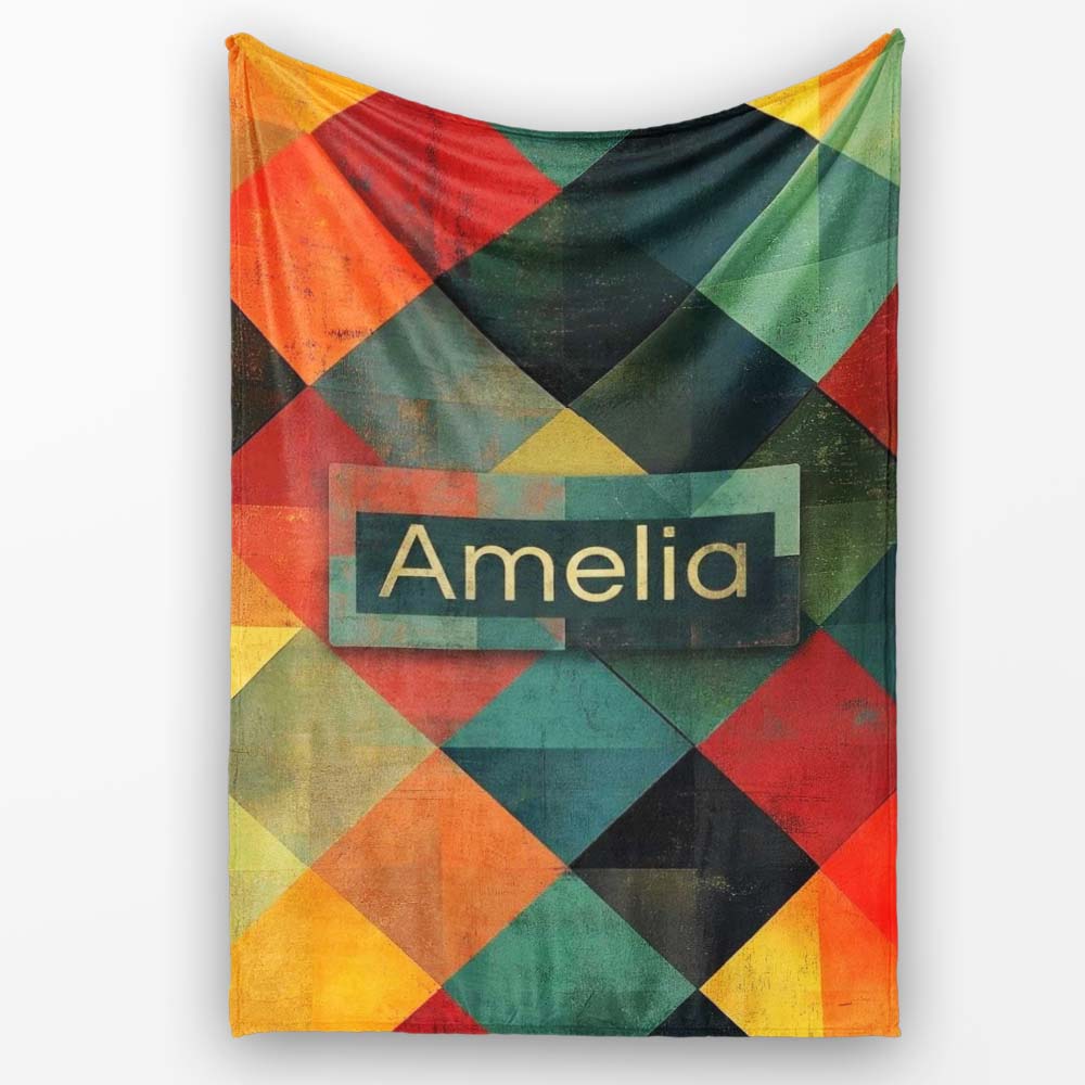 Abstract Organic Shapes Warm Earth Tone Pattern Seamless Name Cute  Personalised Custom Name Super Soft Fleece Blanket Bed Sofa Throw