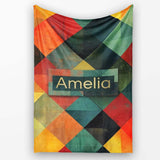 Abstract Organic Shapes Warm Earth Tone Pattern Seamless Name Cute  Personalised Custom Name Super Soft Fleece Blanket Bed Sofa Throw