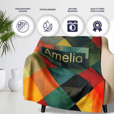 Abstract Organic Shapes Warm Earth Tone Pattern Seamless Name Cute  Personalised Custom Name Super Soft Fleece Blanket Bed Sofa Throw