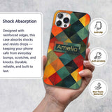 Abstract Organic Shapes Warm Earth Tone Pattern Custom Name Protective Phone Case Mobile Cover Durable Everyday Smartphone Shock Resistant