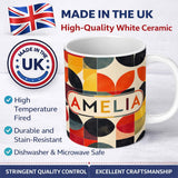 Personalized Custom Name Diamond Geometric Texture Pattern Seamless Name Cute Unique Gift 11oz Ceramic Coffee Tea Mug White Large Handle