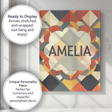Personalised Name Geometric Diamond Mosaic Custom  Unique Gift Idea Elegant Feature Canvas Wall Art Print Decor Picture Ready to Hang