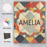 Personalised Name Geometric Diamond Mosaic Custom  Unique Gift Idea Elegant Feature Canvas Wall Art Print Decor Picture Ready to Hang