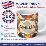 Personalized Custom Name Geometric Diamond Mosaic Pattern Seamless Name Cute Unique Gift 11oz Ceramic Coffee Tea Mug White Large Handle