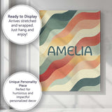 Personalised Name Soft Flowing Wave Abstract Custom Bespoke  Contemporary Display Canvas Wall Art Print Decor Picture Ready to Hang