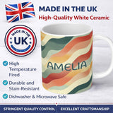 Personalized Custom Name Soft Flowing Wave Abstract Pattern Seamless Name Cute Unique Gift 11oz Ceramic Coffee Tea Mug White Large Handle