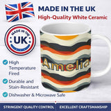 Personalized Custom Name Layered Wave Stripes Minimal Pattern Seamless Custom Name Cute 11oz Ceramic Coffee Tea Mug White Large Handle