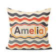 Custom Name Classic Wavy Stripe Repeating Pattern Seamless Name Square Filled Cushion Throw Pillow Sofa Bed Home Decor Zip Washable UK Made