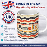 Personalized Custom Name Classic Wavy Stripe Repeating Pattern Seamless Name Cute Unique Gift 11oz Ceramic Coffee Tea Mug White Large Handle