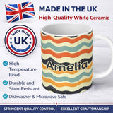Personalized Custom Name Soft Gradient Wave Lines Pattern Seamless Name Cute Unique Gift 11oz Ceramic Coffee Tea Mug White Large Handle