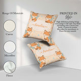 Custom Name Cute Fairy Fox Cartoon Animal Pattern Cute Unique Square Filled Cushion Throw Pillow Sofa Bed Home Decor Zip Washable UK Made