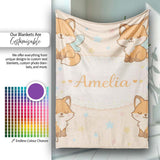 Cute Fairy Fox Cartoon Animal Pattern Cute Unique Gift Lovely  Personalised Custom Name Super Soft Fleece Blanket Bed Sofa Throw