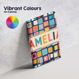 Personalised Name Colorful Abstract Square Custom  Unique Gift Idea Elegant Feature Canvas Wall Art Print Decor Picture Ready to Hang