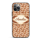 Vintage Coffee Beans and Leaves Beige Seamless Custom Name Protective Phone Case Mobile Cover Durable Everyday Smartphone Shock Resistant