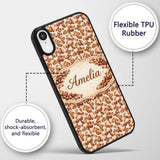 Vintage Coffee Beans and Leaves Beige Seamless Custom Name Protective Phone Case Mobile Cover Durable Everyday Smartphone Shock Resistant