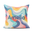 Custom Name Soft Abstract Fluid Shapes Pastel Seamless Name Cute Square Filled Cushion Throw Pillow Sofa Bed Home Decor Zip Washable UK Made