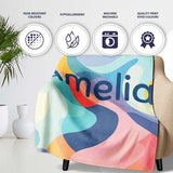 Soft Abstract Fluid Shapes Pastel Pattern Seamless Name Cute Unique  Personalised Custom Name Super Soft Fleece Blanket Bed Sofa Throw