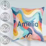 Custom Name Soft Abstract Fluid Shapes Pastel Seamless Name Cute Square Filled Cushion Throw Pillow Sofa Bed Home Decor Zip Washable UK Made