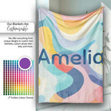 Soft Abstract Fluid Shapes Pastel Pattern Seamless Name Cute Unique  Personalised Custom Name Super Soft Fleece Blanket Bed Sofa Throw