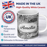 Personalized Custom Name Bold Black White Zebra Wave Pattern Seamless Name Cute Unique Gift 11oz Ceramic Coffee Tea Mug White Large Handle