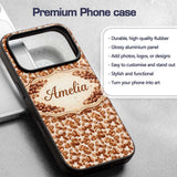 Vintage Coffee Beans and Leaves Beige Seamless Custom Name Protective Phone Case Mobile Cover Durable Everyday Smartphone Shock Resistant
