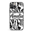 Abstract Black White Fluid Swirl Pattern Seamless Custom Name Protective Phone Case Mobile Cover Durable Everyday Smartphone Shock Resistant