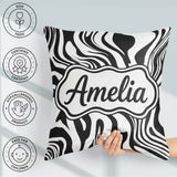 Custom Name Abstract Black White Fluid Swirl Seamless Name Cute Square Filled Cushion Throw Pillow Sofa Bed Home Decor Zip Washable UK Made