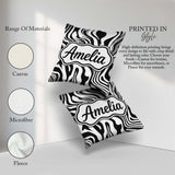 Custom Name Abstract Black White Fluid Swirl Seamless Name Cute Square Filled Cushion Throw Pillow Sofa Bed Home Decor Zip Washable UK Made