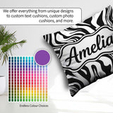 Custom Name Abstract Black White Fluid Swirl Seamless Name Cute Square Filled Cushion Throw Pillow Sofa Bed Home Decor Zip Washable UK Made