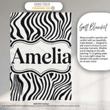 Minimal Black White Wavy Line Pattern Seamless Name Cute Unique Gift  Personalised Custom Name Super Soft Fleece Blanket Bed Sofa Throw
