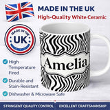 Personalized Custom Name Minimal Black White Wavy Line Pattern Seamless Name Cute Unique Gift 11oz Ceramic Coffee Tea Mug White Large Handle