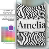 Minimal Black White Wavy Line Pattern Seamless Name Cute Unique Gift  Personalised Custom Name Super Soft Fleece Blanket Bed Sofa Throw