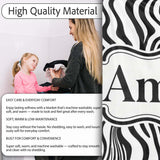 Minimal Black White Wavy Line Pattern Seamless Name Cute Unique Gift  Personalised Custom Name Super Soft Fleece Blanket Bed Sofa Throw