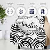 Geometric Black White Circle Motif Pattern Seamless Name Cute  Personalised Custom Name Super Soft Fleece Blanket Bed Sofa Throw
