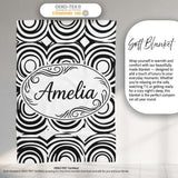 Geometric Black White Circle Motif Pattern Seamless Name Cute  Personalised Custom Name Super Soft Fleece Blanket Bed Sofa Throw
