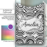 Geometric Black White Circle Motif Pattern Seamless Name Cute  Personalised Custom Name Super Soft Fleece Blanket Bed Sofa Throw